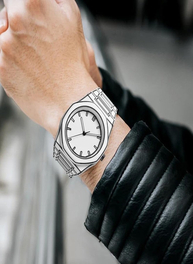 FANMIS Men's Anime-Inspired Watch Fashion Sketch Wristwatch Minimalist Creative Wormhole Design Stylish and Durable Timepiece for Men's Sports Watch (B White) - Image 2